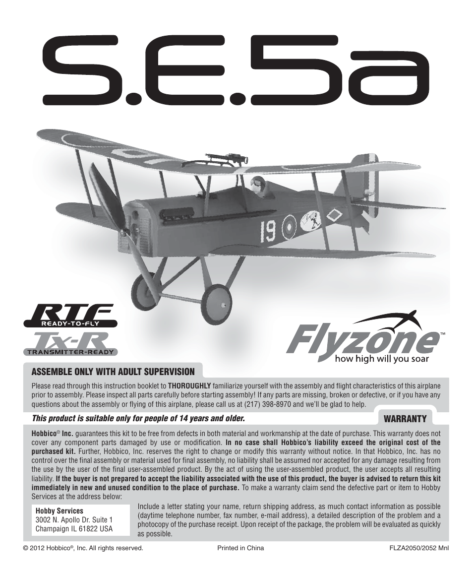 Flyzone FLZA2052 User Manual | 12 pages