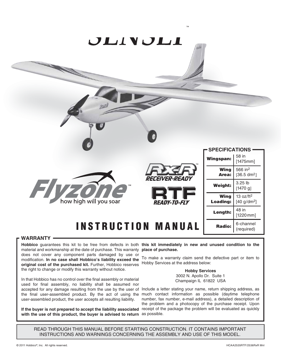 Flyzone FLZA3014 User Manual | 24 pages