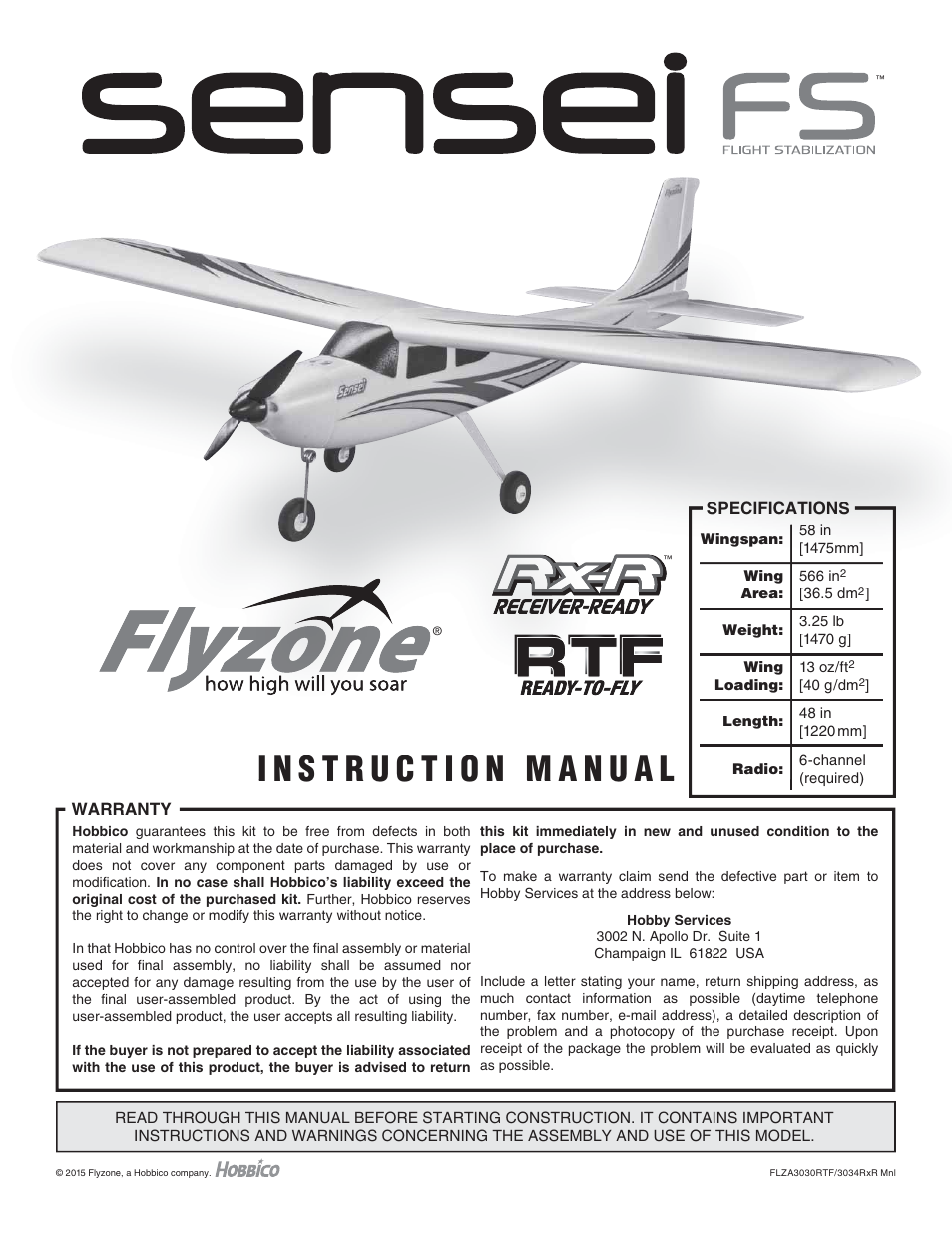 Flyzone FLZA3034 User Manual | 20 pages