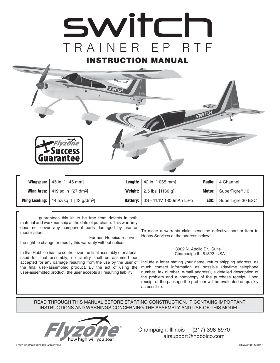 Flyzone FLZA3300 User Manual | 16 pages