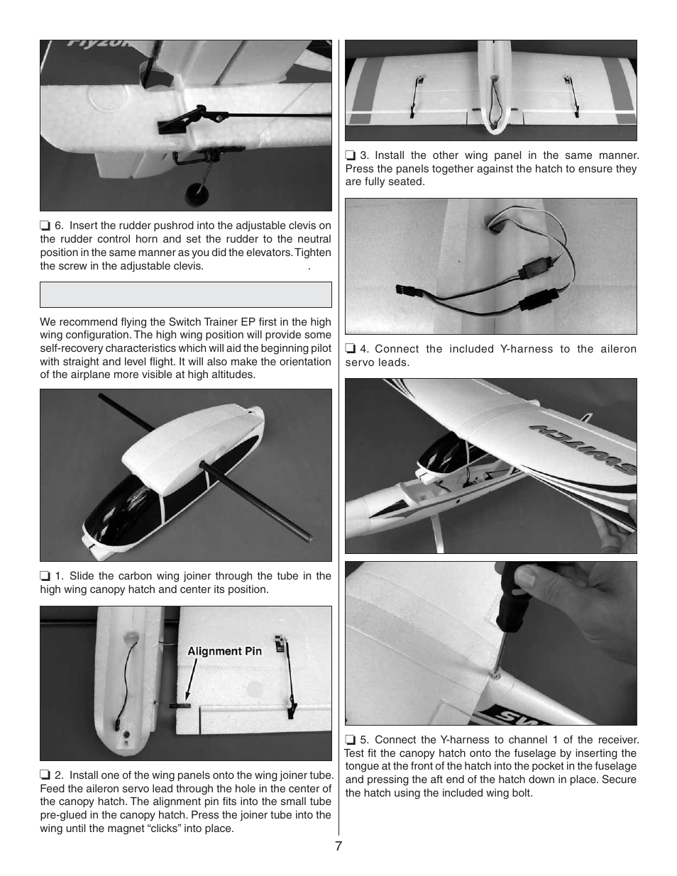 Setting up the high wing confi guration | Flyzone FLZA3300 User Manual | Page 7 / 16