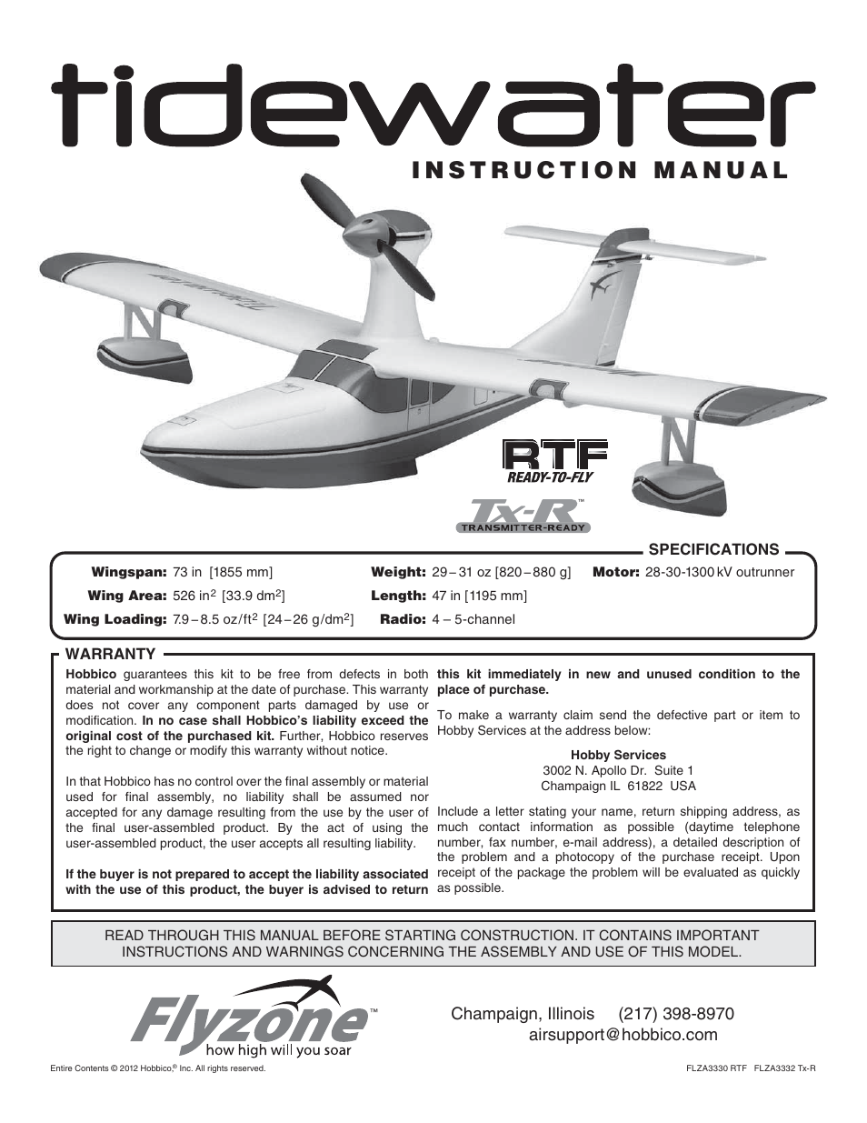 Flyzone FLZA3332 User Manual | 20 pages