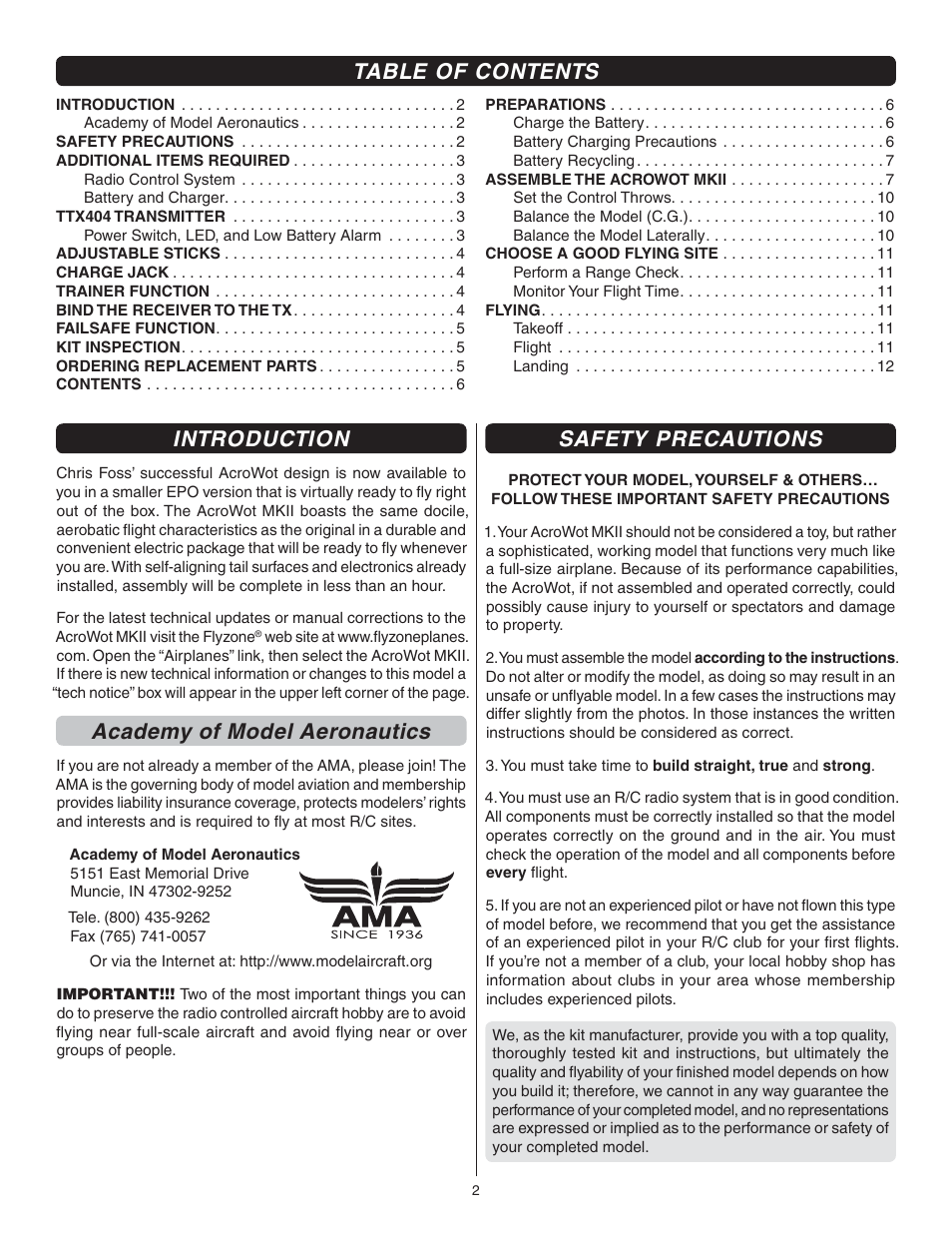 Flyzone FLZA3312 User Manual | Page 2 / 12