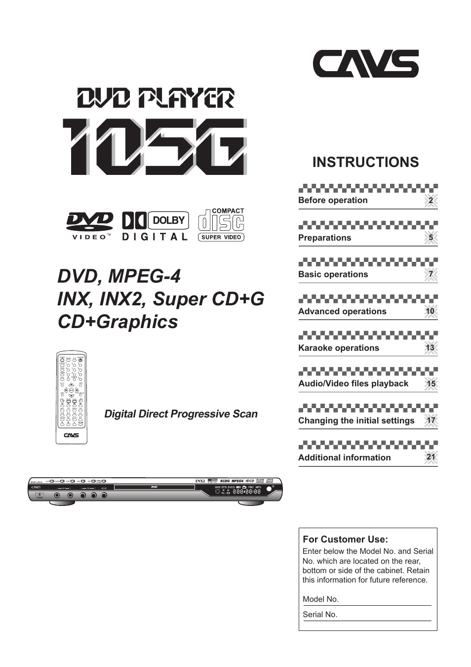 CAVS 105G User Manual | 27 pages