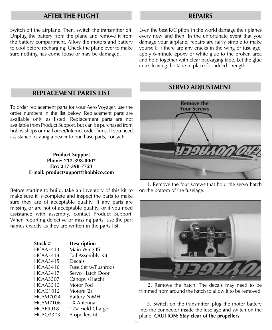 Flyzone HCAA1981 User Manual | Page 11 / 12