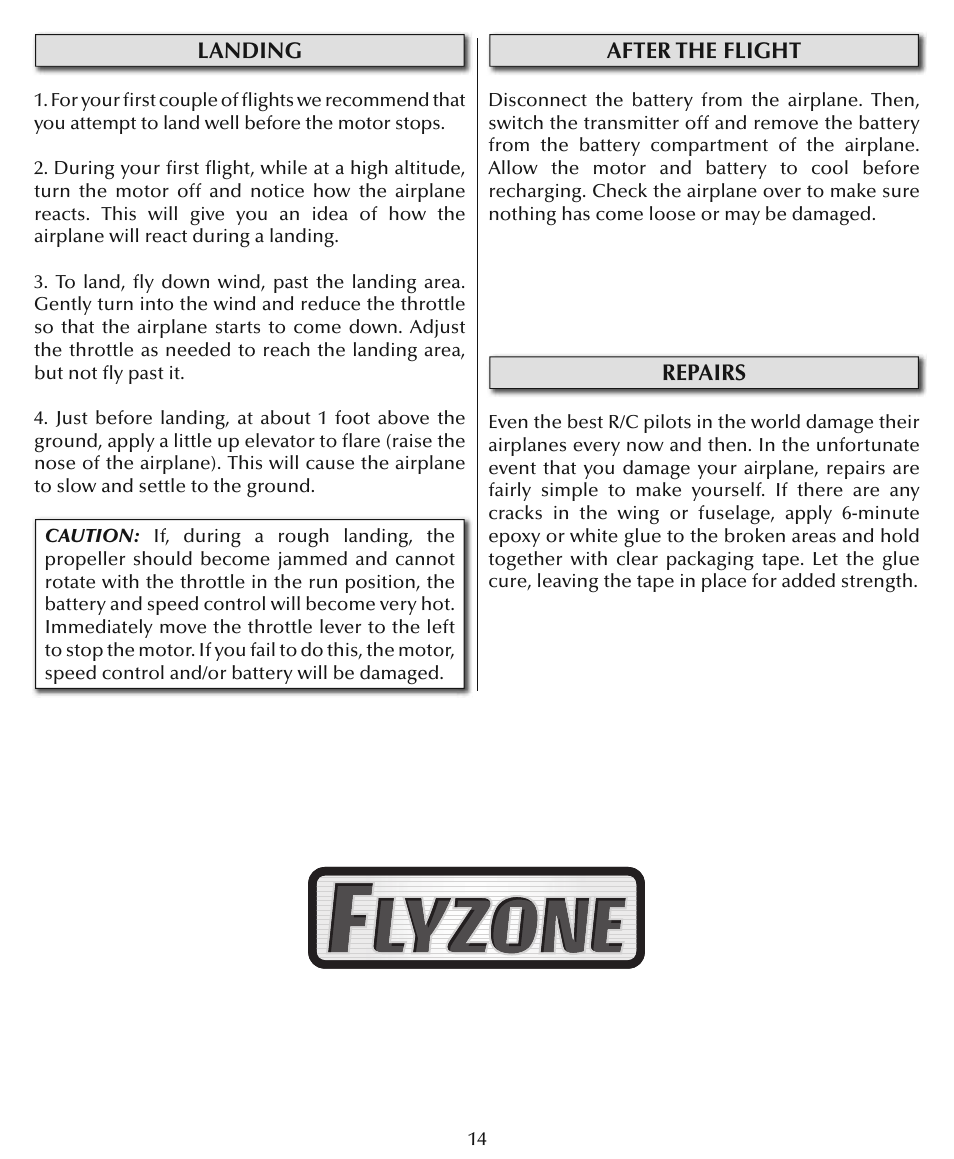 Flyzone HCAA27 User Manual | Page 14 / 16