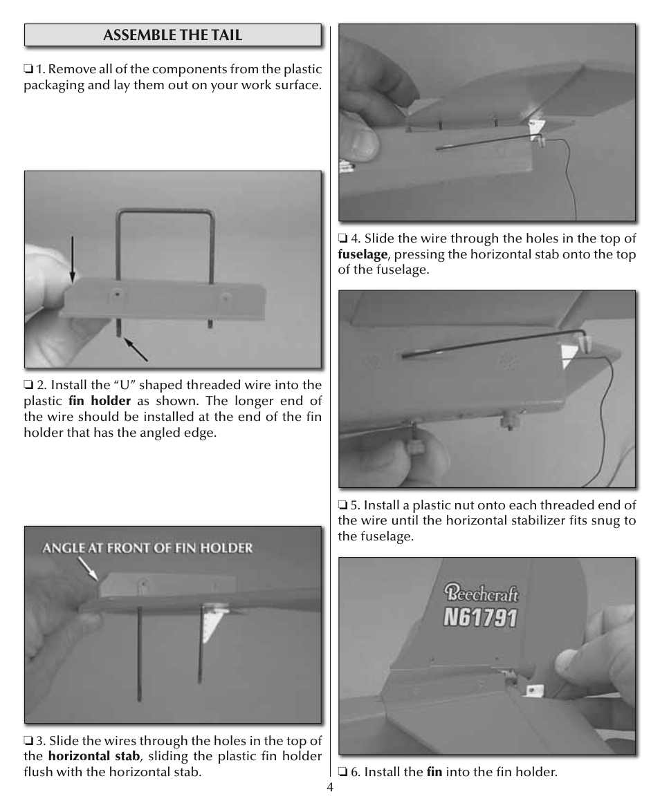 Assemble the tail | Flyzone HCAA27 User Manual | Page 4 / 16
