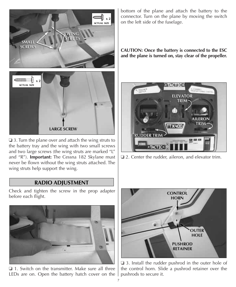 Radio adjustment | Flyzone HCAA23 User Manual | Page 7 / 16