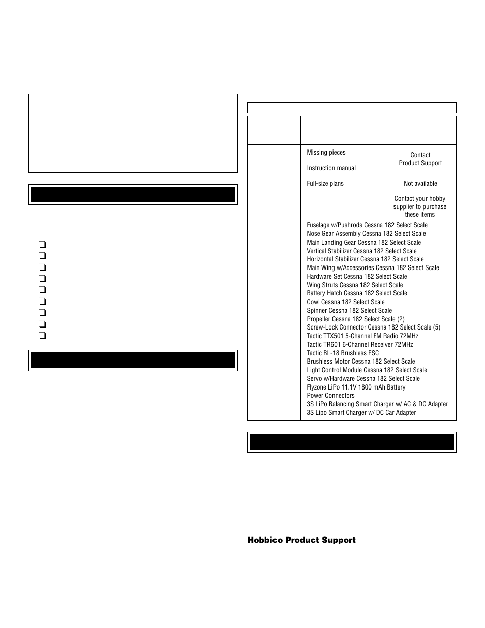 Additional items required, Ordering replacement parts, Kit inspection | Flyzone HCAA42 User Manual | Page 3 / 16