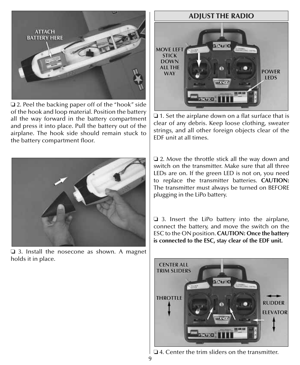 Adjust the radio | Flyzone HCAA28 User Manual | Page 9 / 16