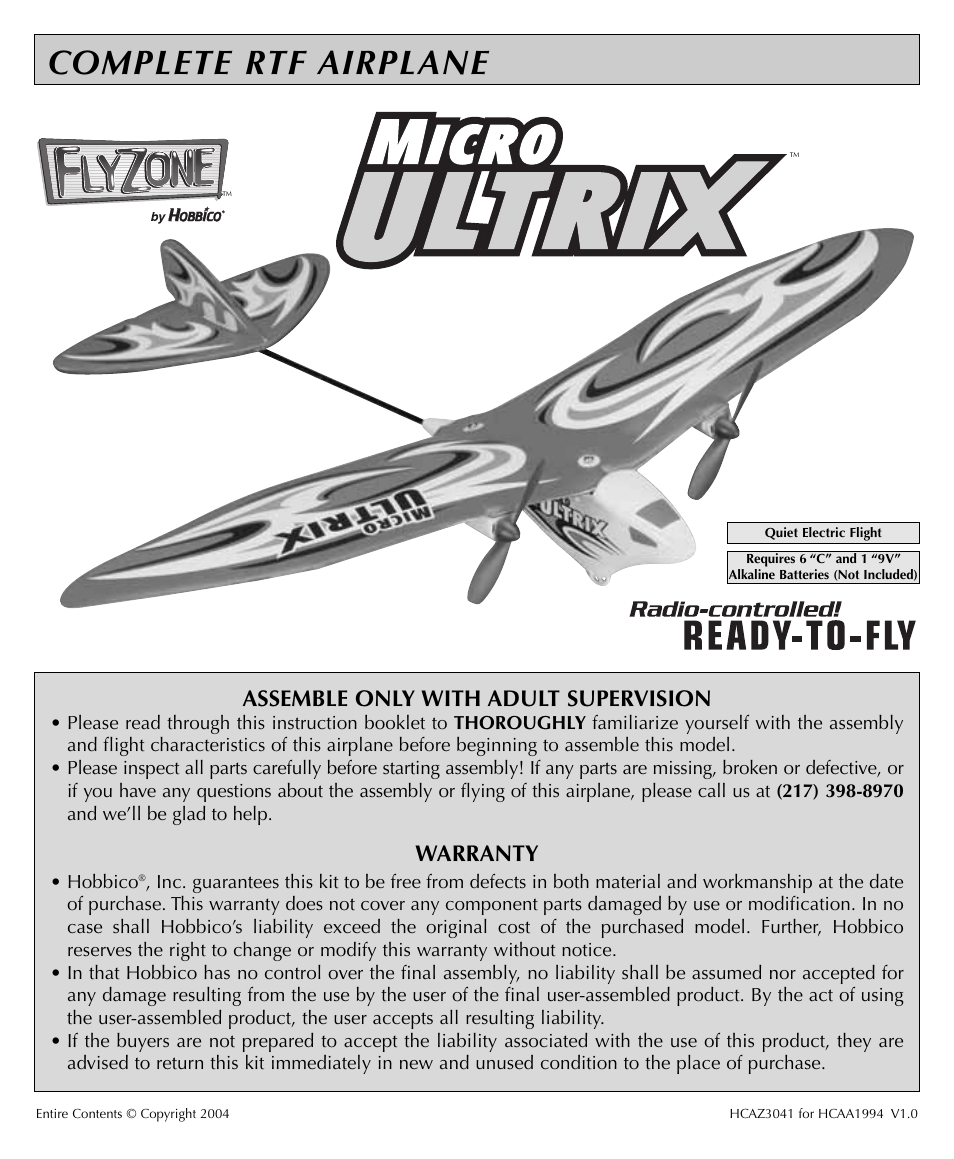 Flyzone HCAA1994 User Manual | 12 pages