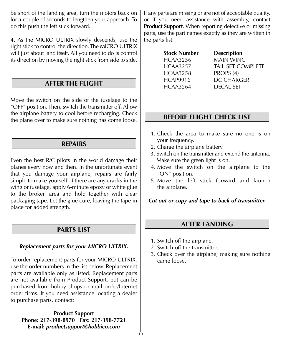 Flyzone HCAA1994 User Manual | Page 10 / 12