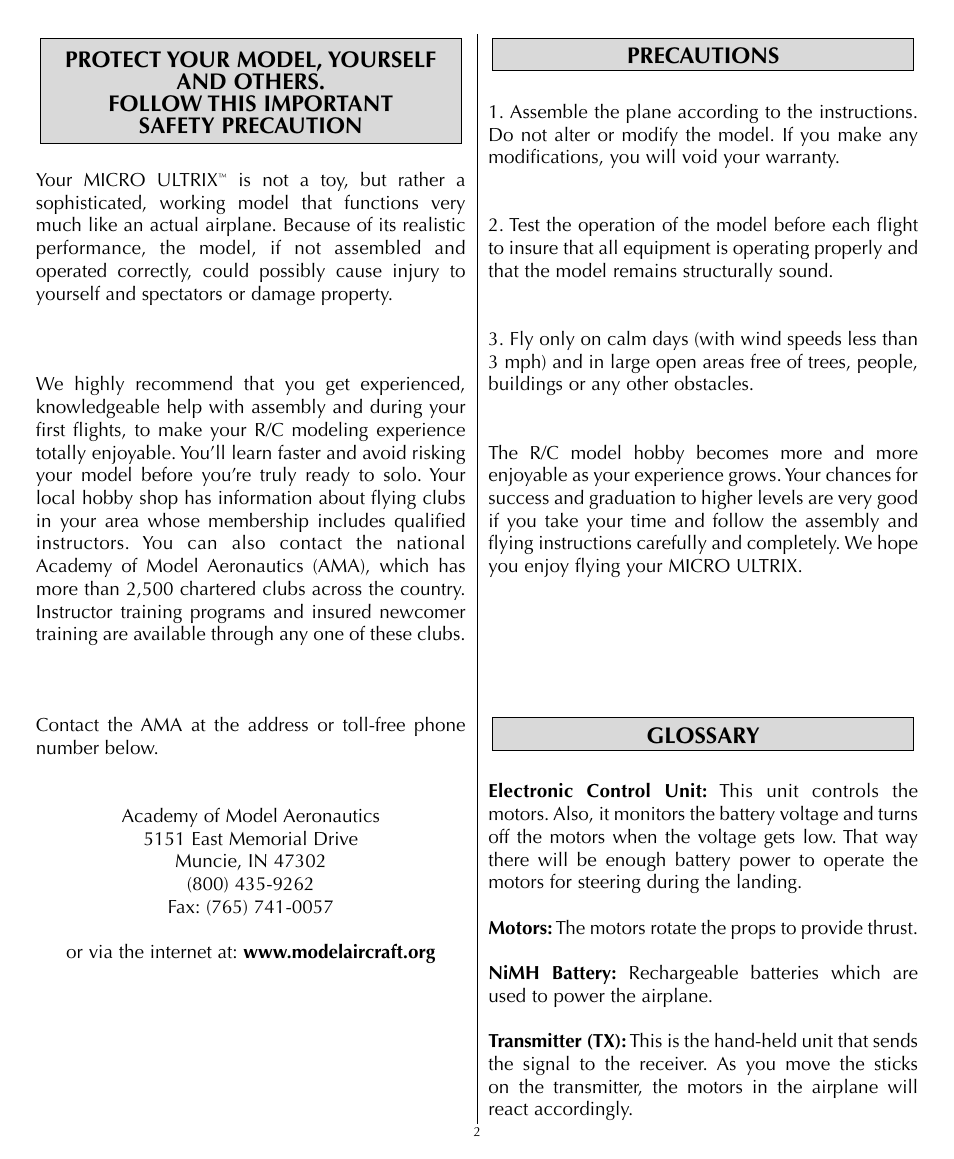 Flyzone HCAA1994 User Manual | Page 2 / 12