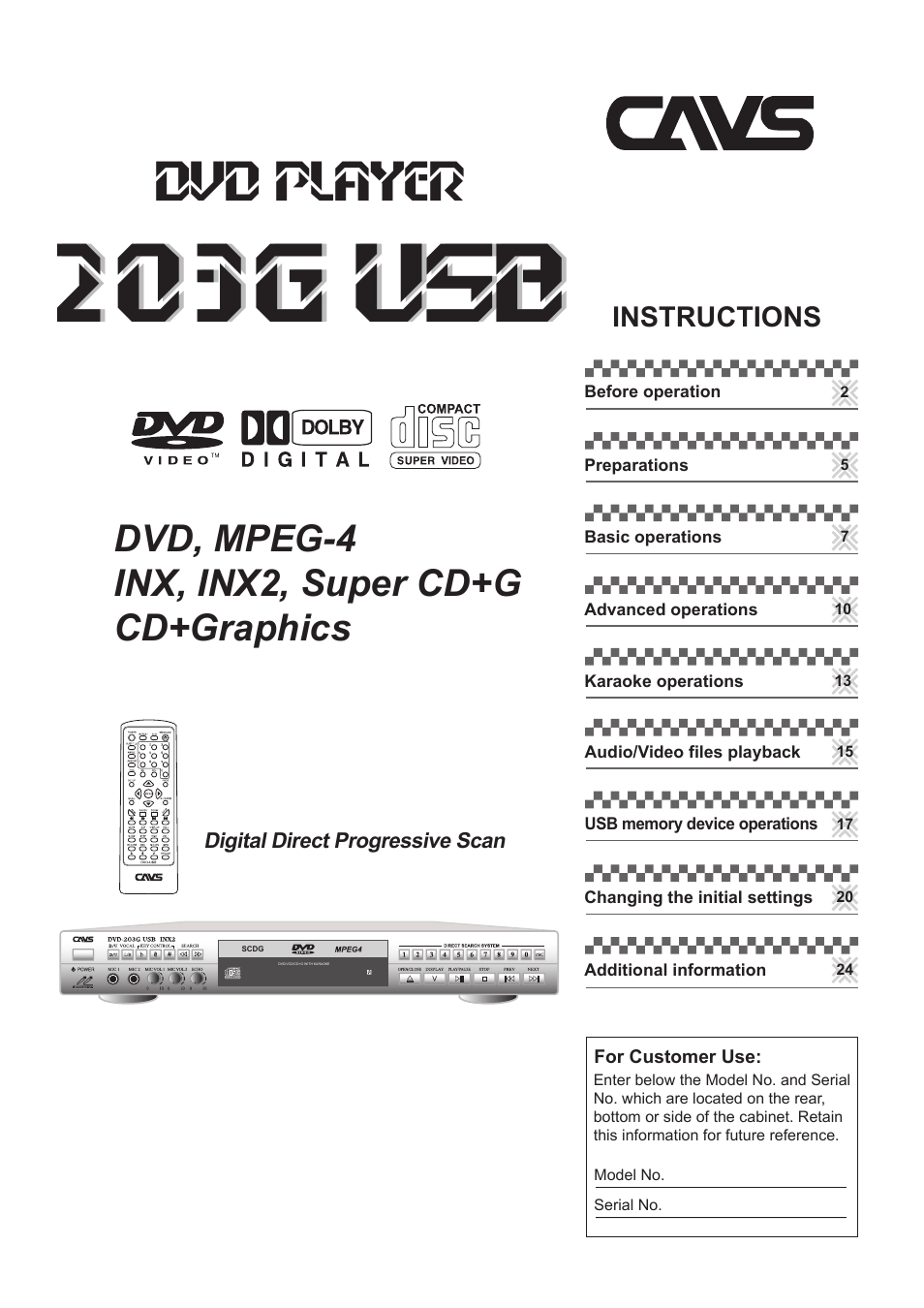 CAVS 203G USB User Manual | 31 pages