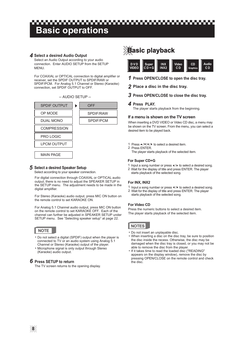 Basic operations, Basic playback | CAVS 203G USB User Manual | Page 12 / 31