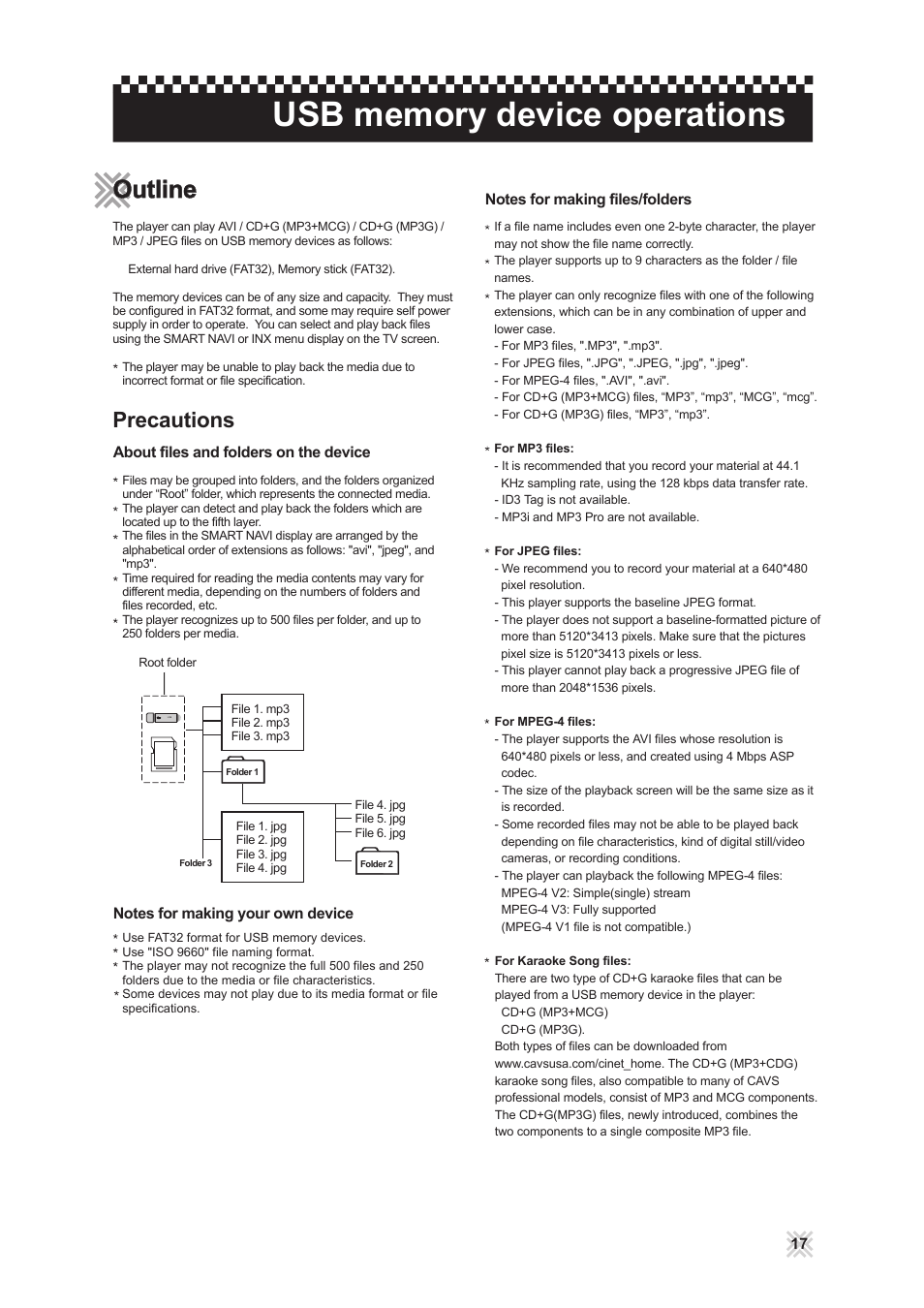 Outline, Precautions | CAVS 203G USB User Manual | Page 21 / 31