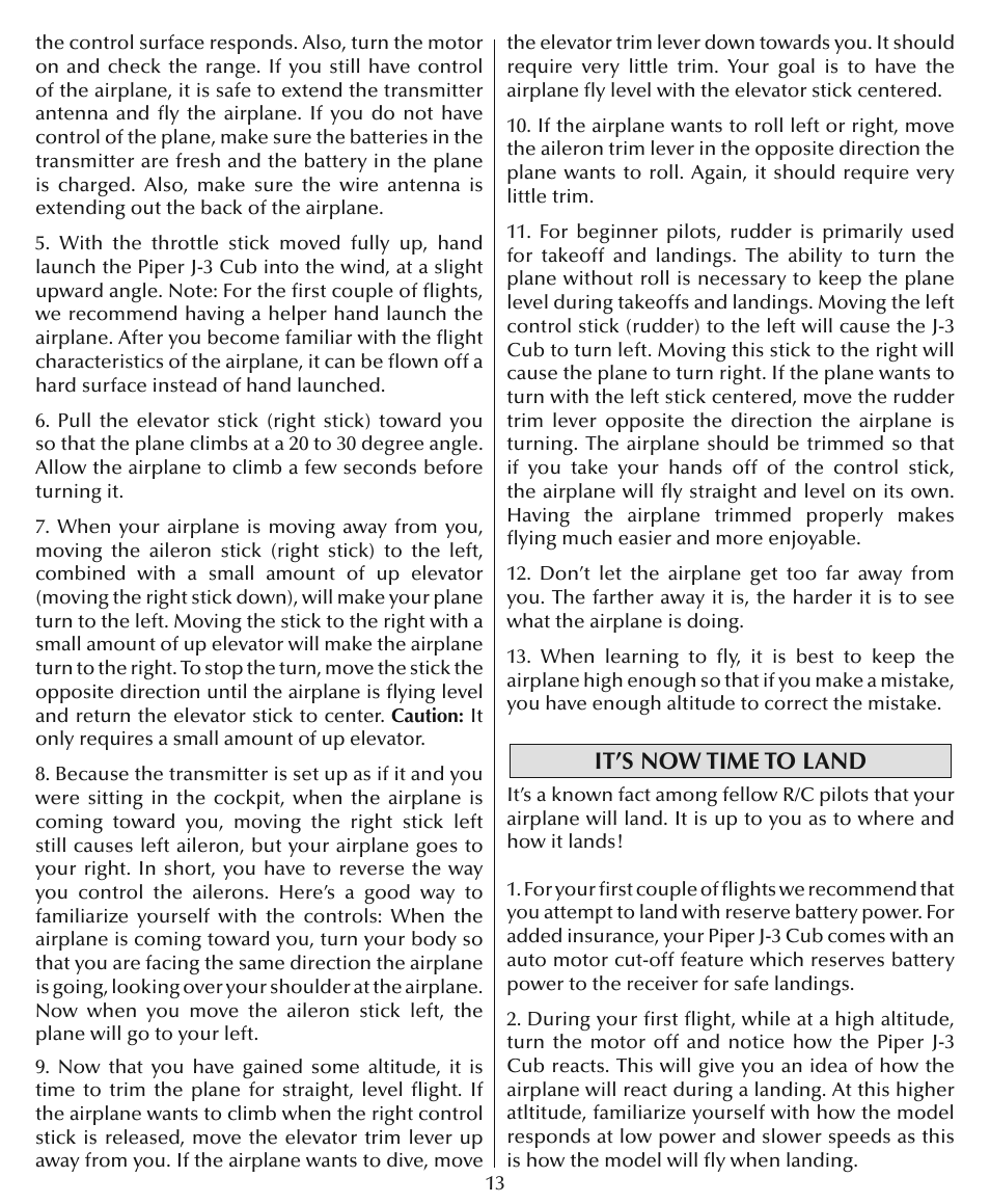 It’s now time to land | Flyzone HCAA24 User Manual | Page 13 / 16
