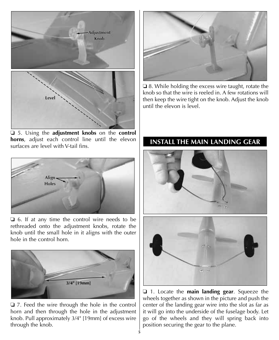 Install the main landing gear | Flyzone HCAA1960 User Manual | Page 5 / 12