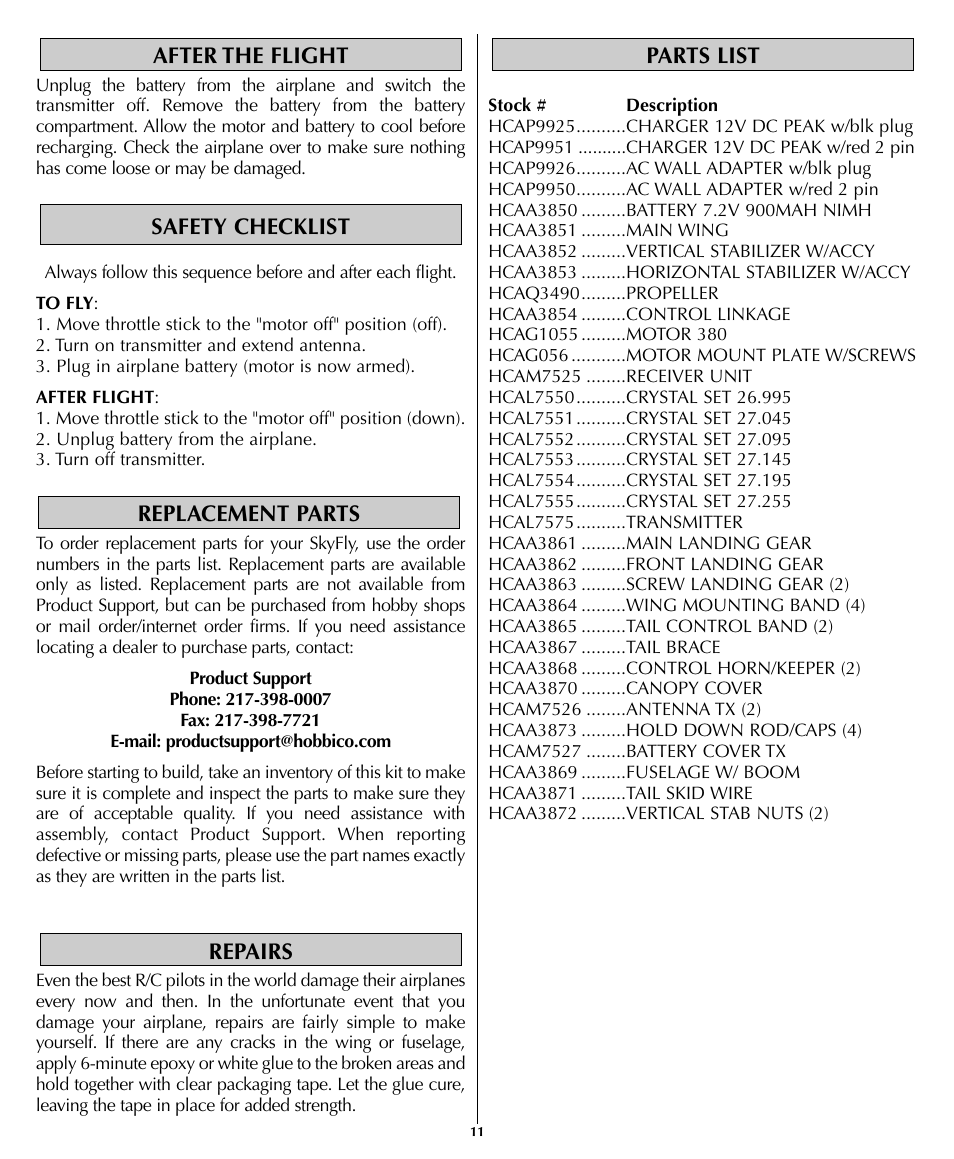 Flyzone HCAA1961 User Manual | Page 11 / 12