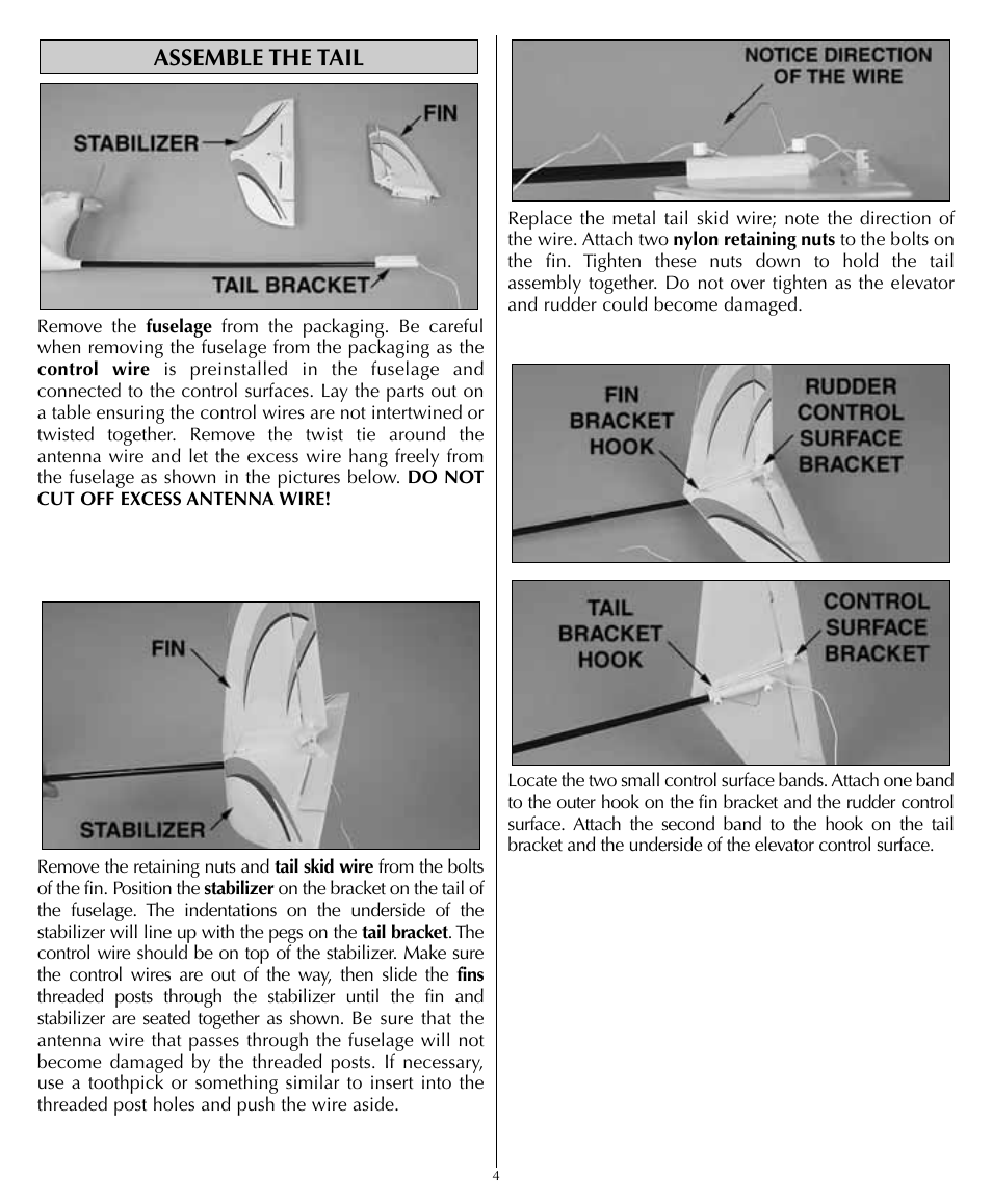 Assemble the tail | Flyzone HCAA1961 User Manual | Page 4 / 12