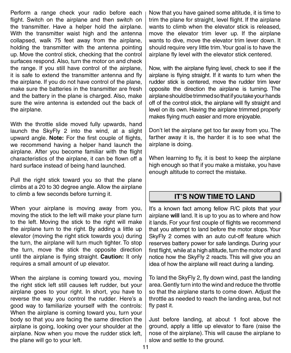 It’s now time to land | Flyzone HCAA41 User Manual | Page 11 / 12