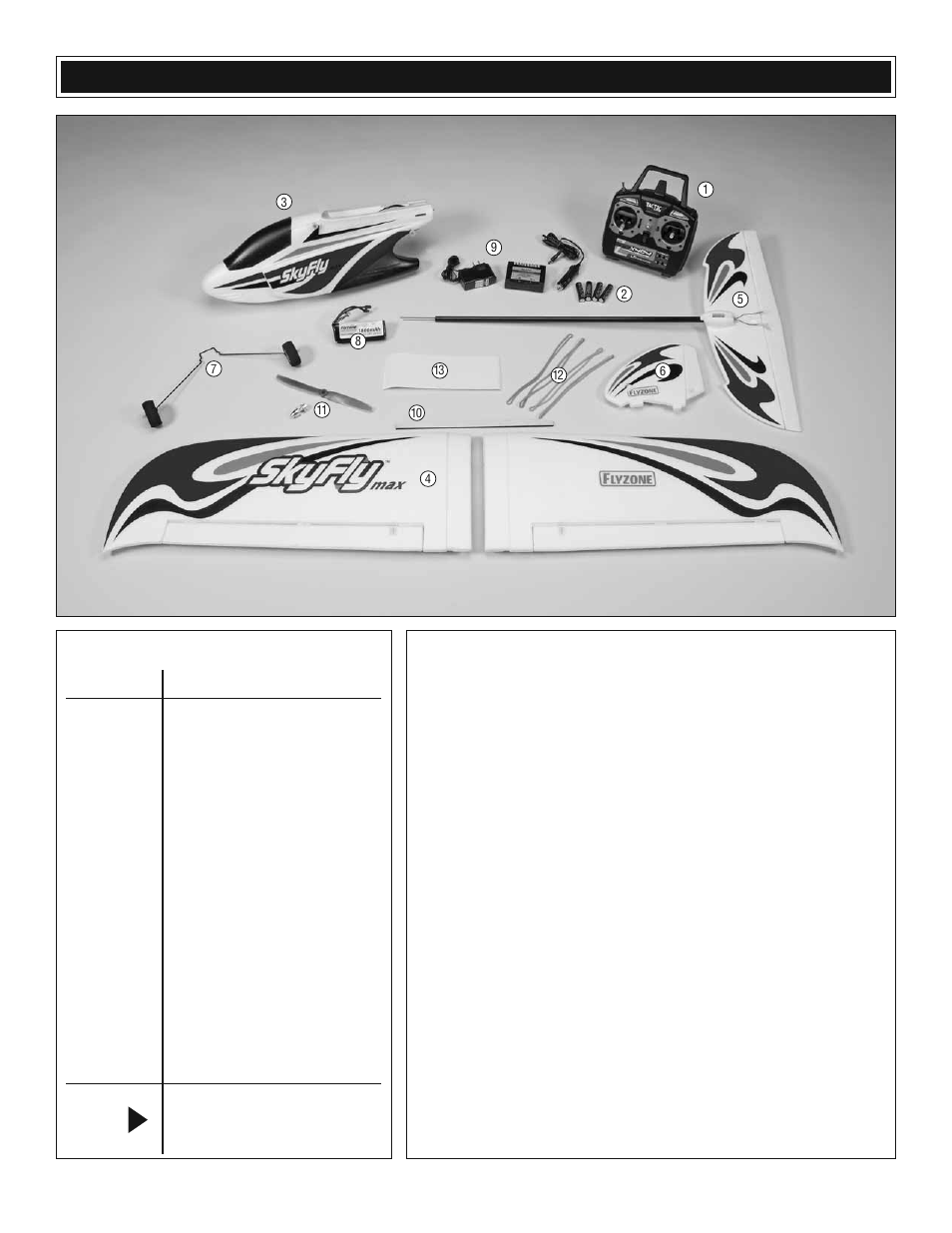 Kit contents | Flyzone HCAA2511 User Manual | Page 4 / 20