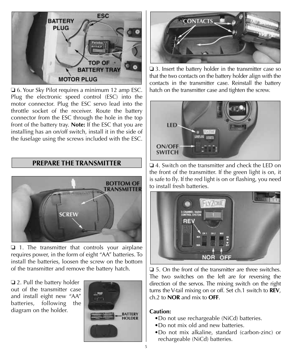 Prepare the transmitter | Flyzone HCAA1985 User Manual | Page 5 / 12