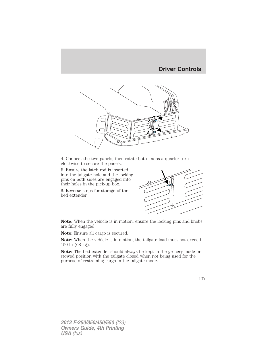 Driver controls | FORD 2012 F-250 User Manual | Page 127 / 448