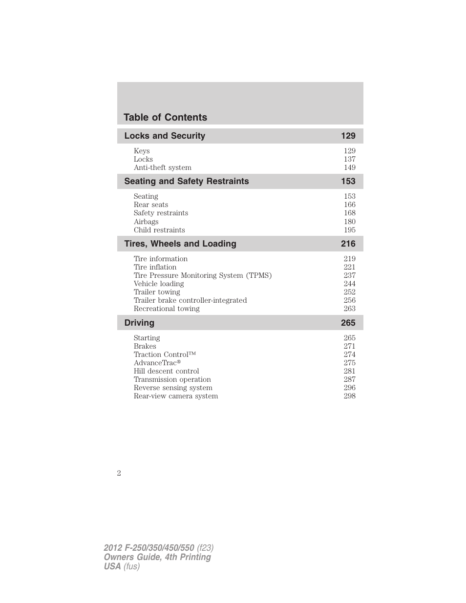 FORD 2012 F-250 User Manual | Page 2 / 448