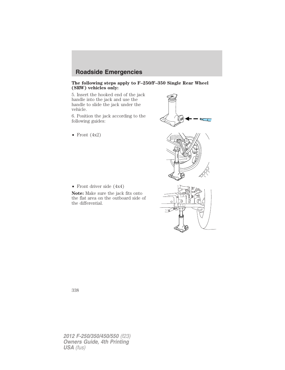 Roadside emergencies | FORD 2012 F-250 User Manual | Page 338 / 448