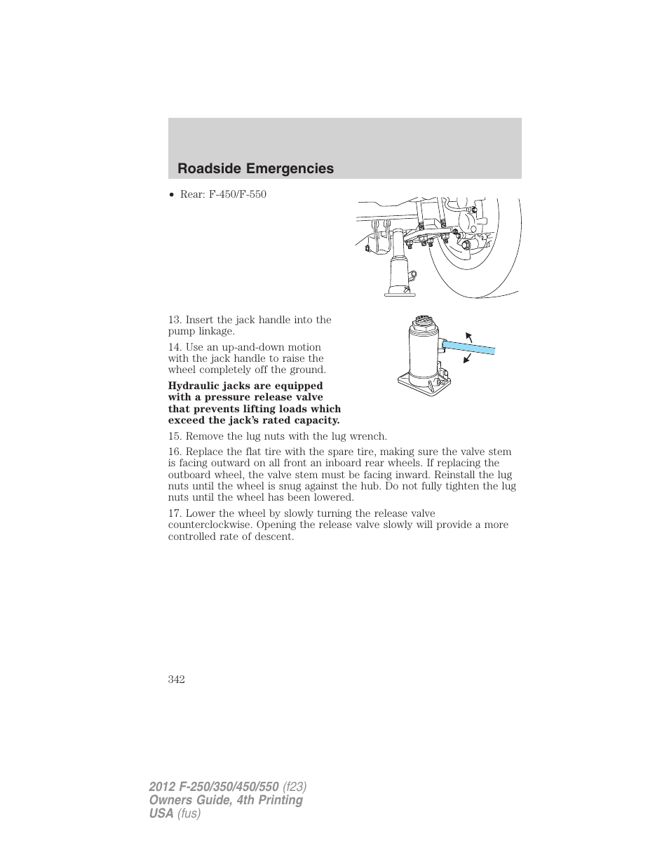 Roadside emergencies | FORD 2012 F-250 User Manual | Page 342 / 448