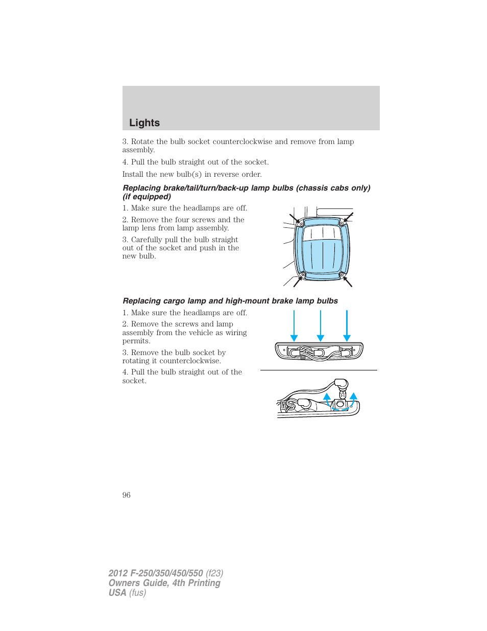 Lights | FORD 2012 F-250 User Manual | Page 96 / 448