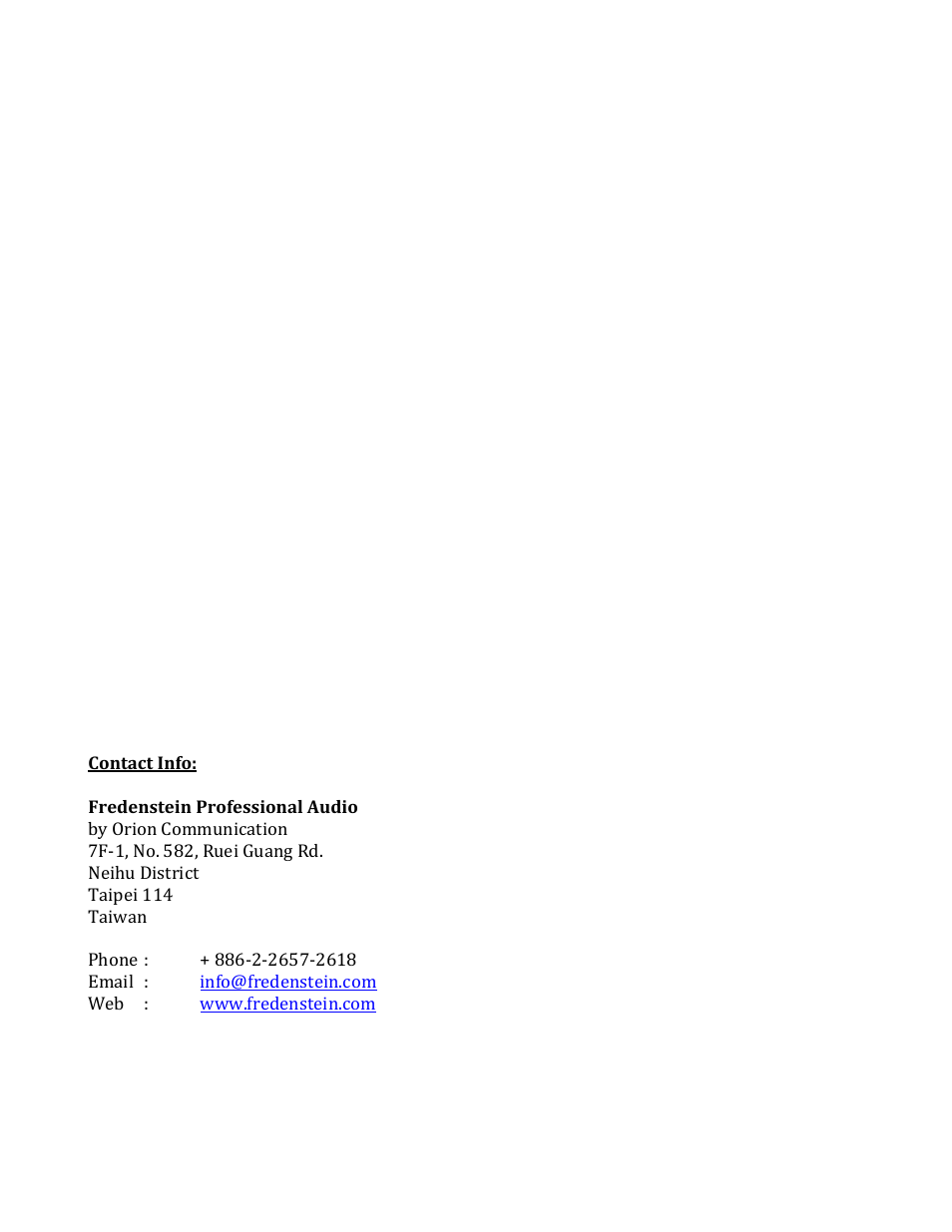 Fredenstein U70F User Manual | Page 8 / 8