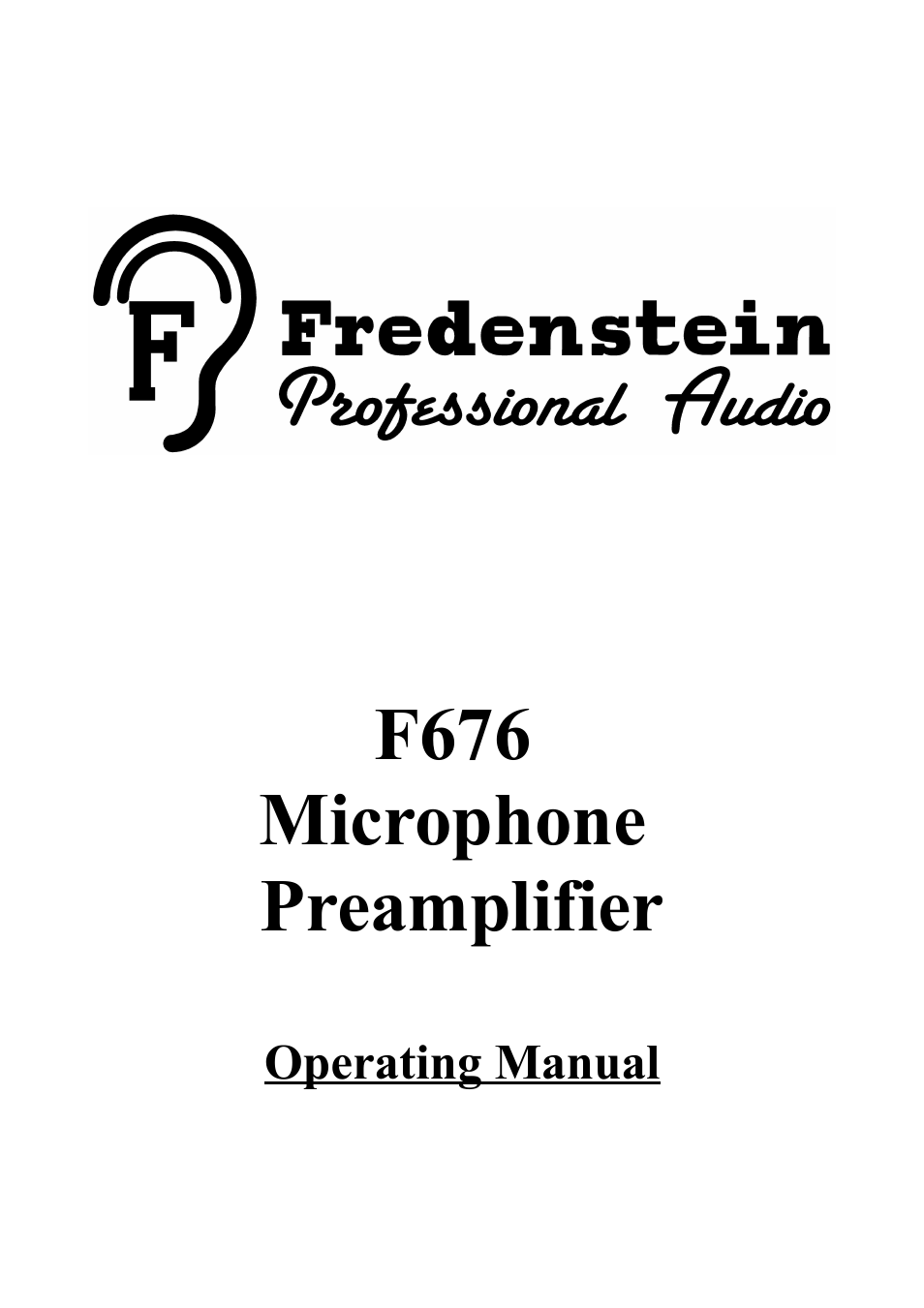 Fredenstein F676 User Manual | 9 pages