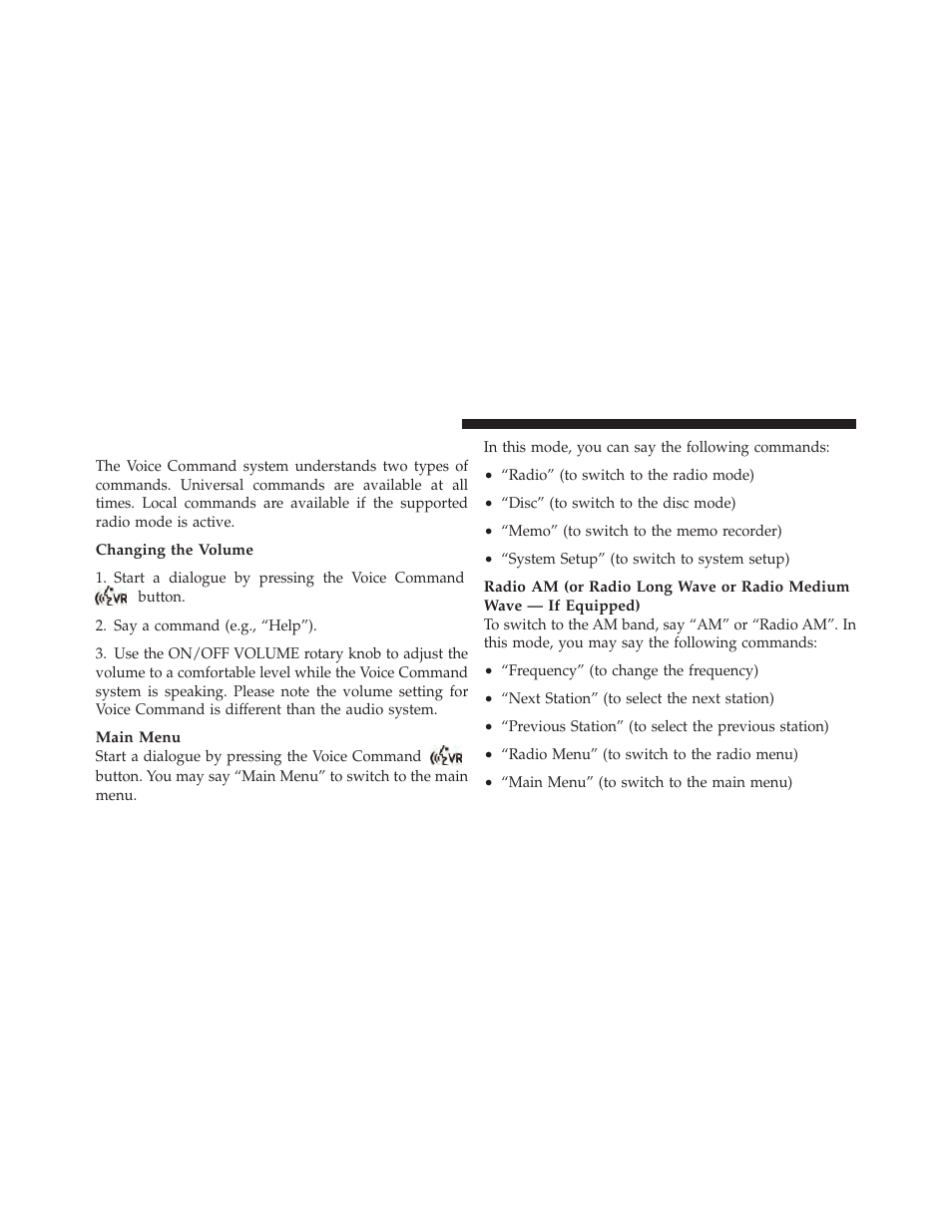 Commands | Chrysler 300SRT User Manual | Page 125 / 465