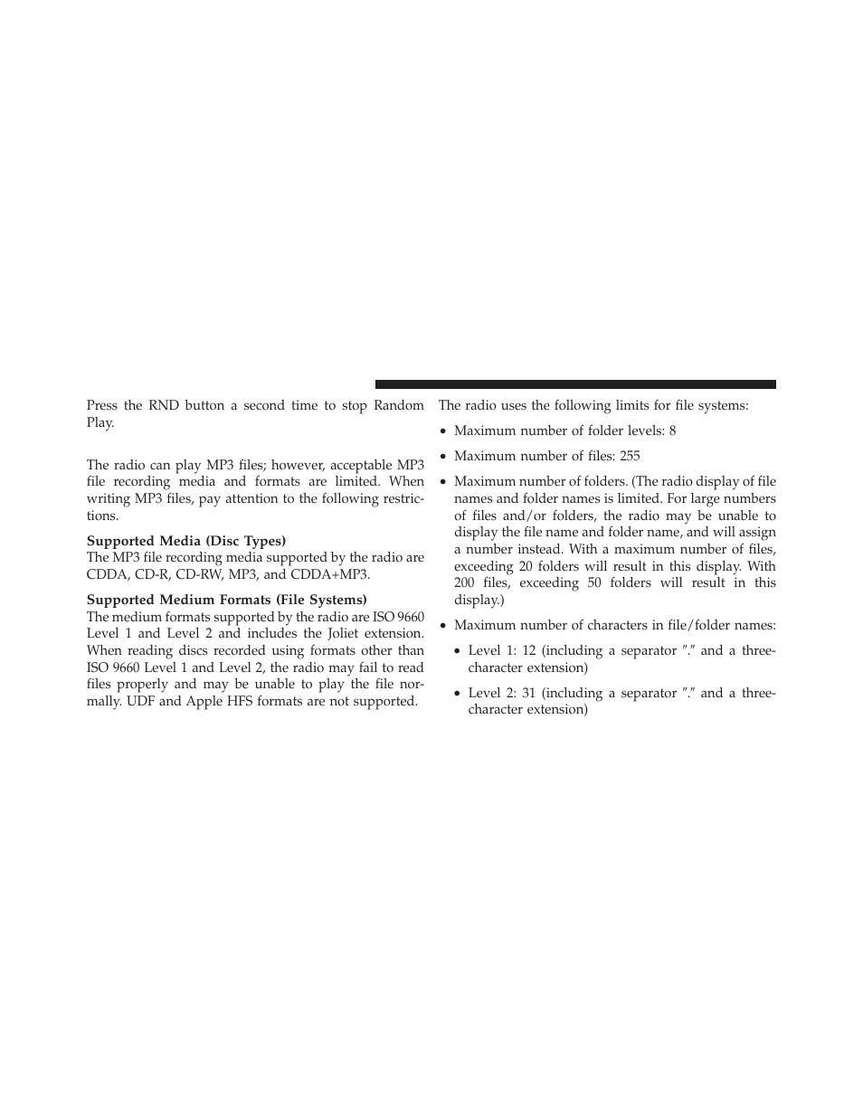 Notes on playing mp3 files | Chrysler 300SRT User Manual | Page 233 / 465