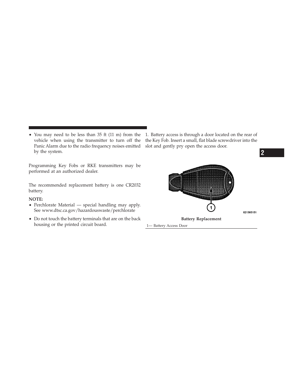 Programming additional transmitters, Transmitter battery replacement | Chrysler 300SRT User Manual | Page 24 / 465