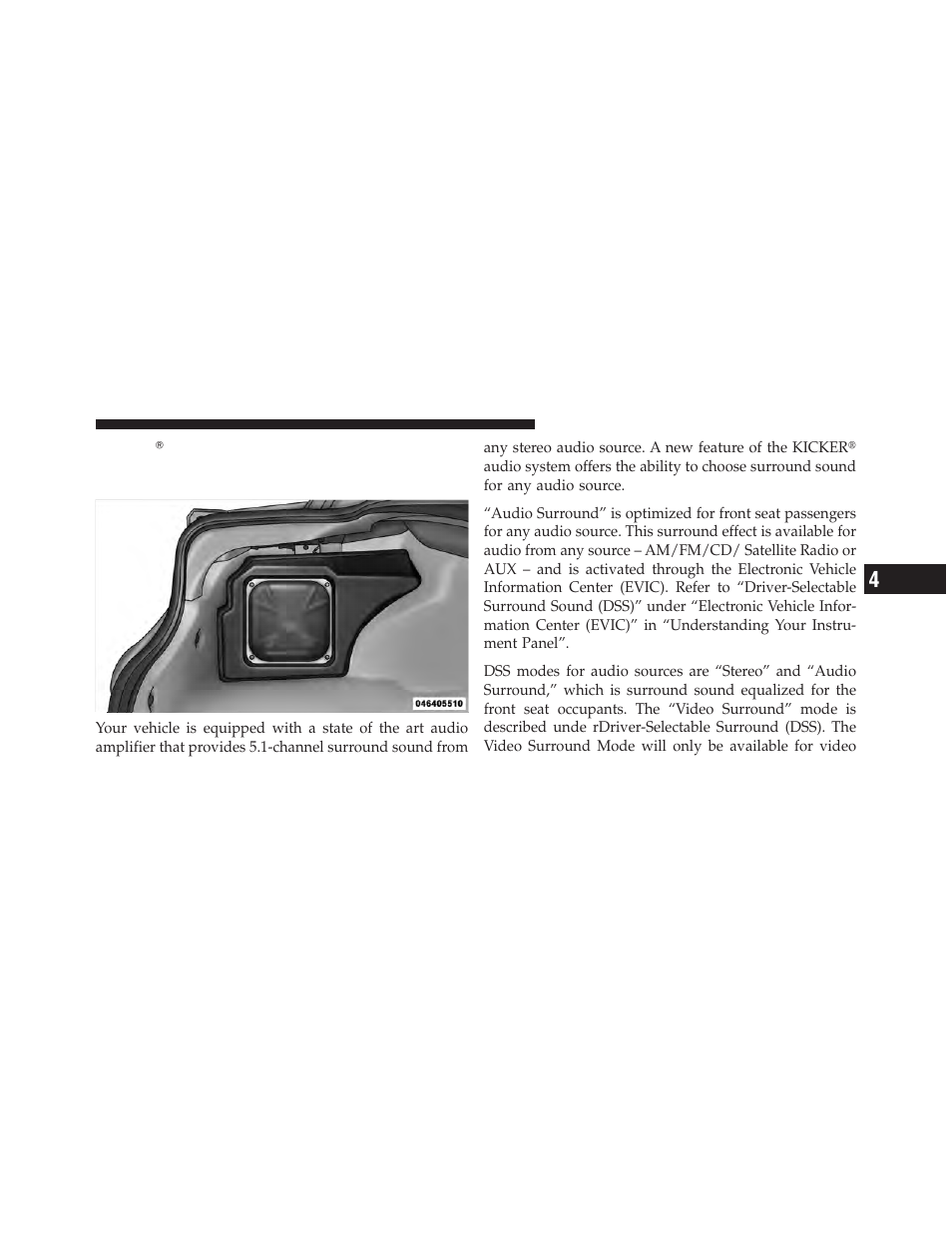 Media center 730n/430 (rer/ren/rbz), Kicker௡ high performance sound system with, Driver-selectable surround (dss) – if equipped | Chrysler 300SRT User Manual | Page 258 / 465
