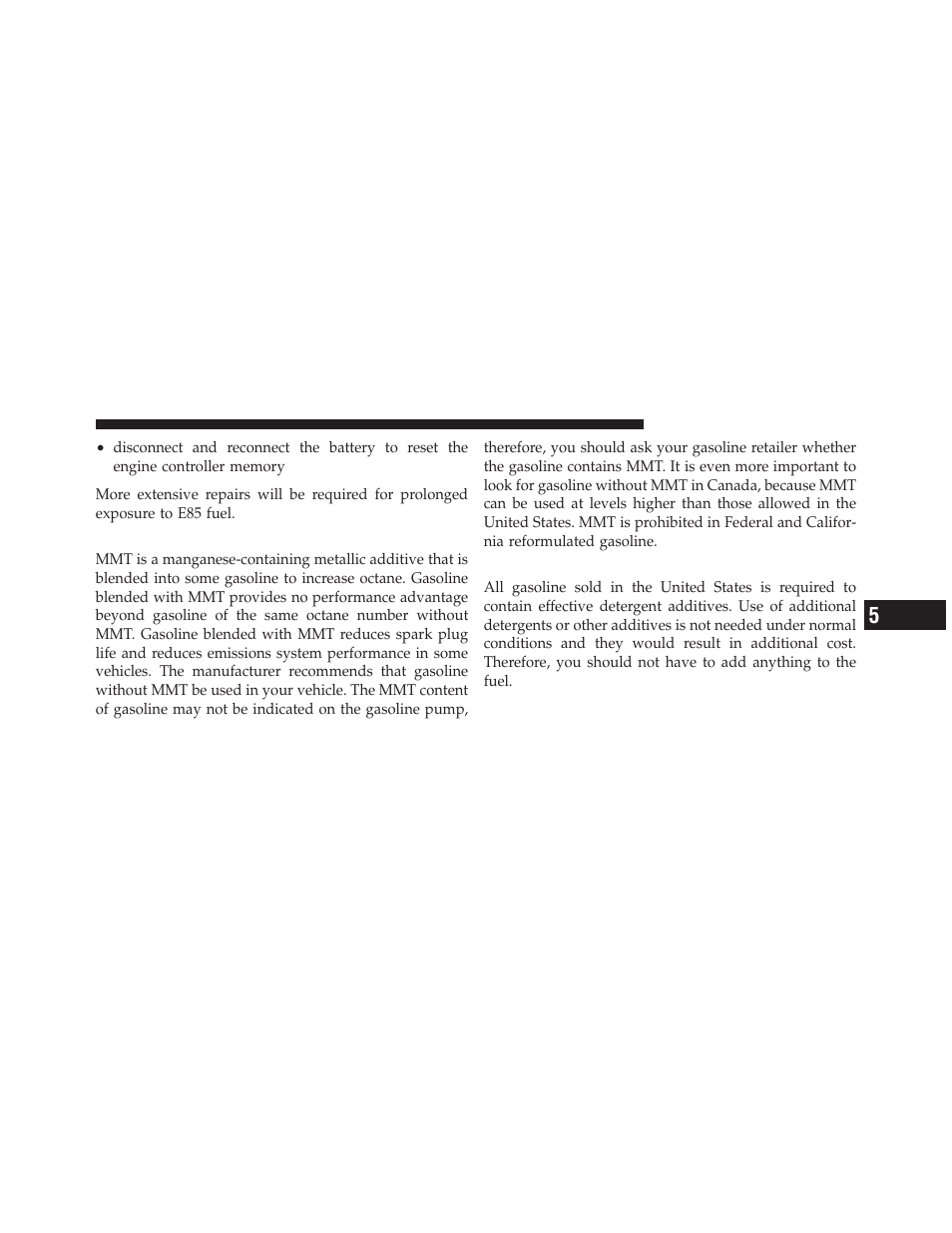 Mmt in gasoline, Materials added to fuel | Chrysler 300SRT User Manual | Page 336 / 465
