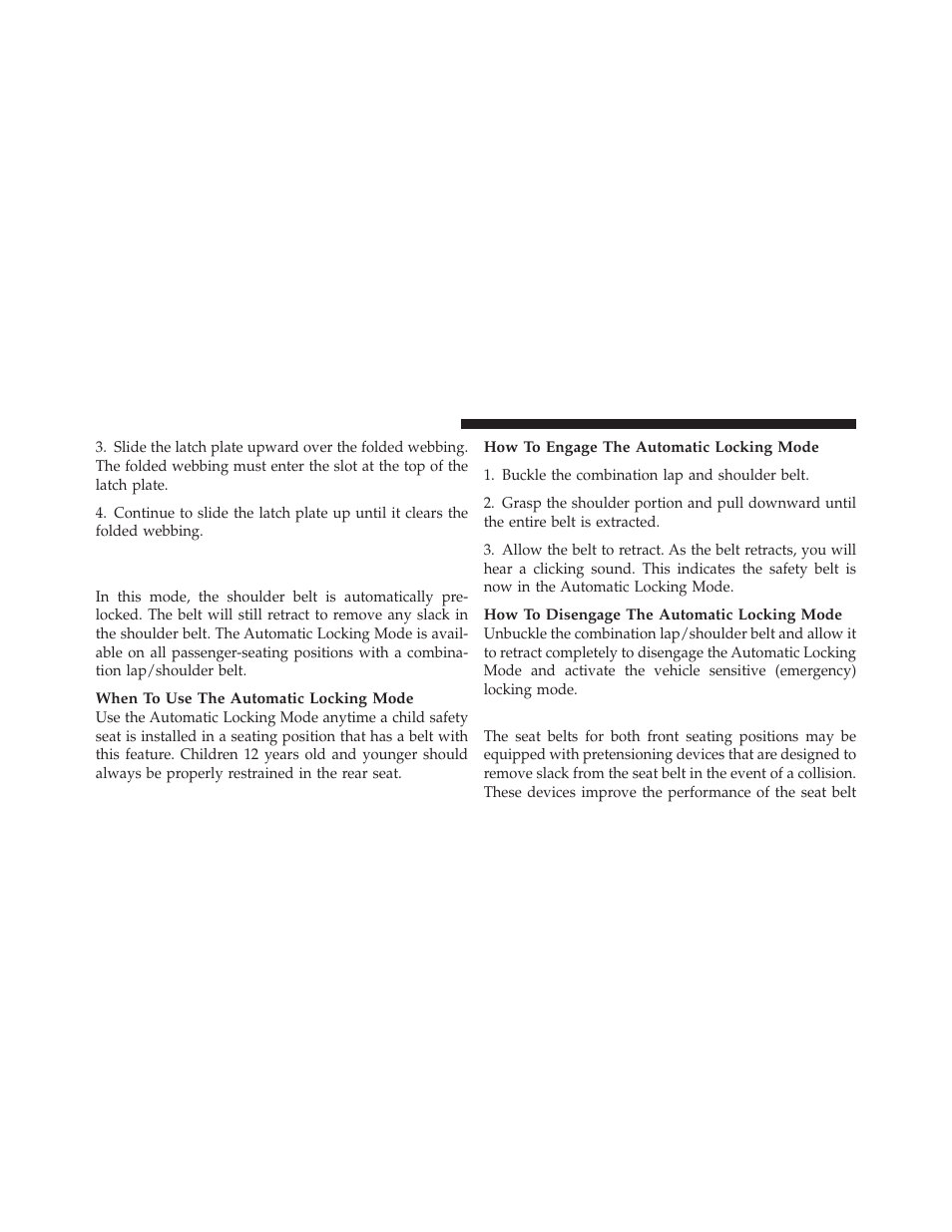 Seat belt pretensioners — if equipped, Automatic locking retractors (alr) mode, If equipped | Chrysler 300SRT User Manual | Page 51 / 465