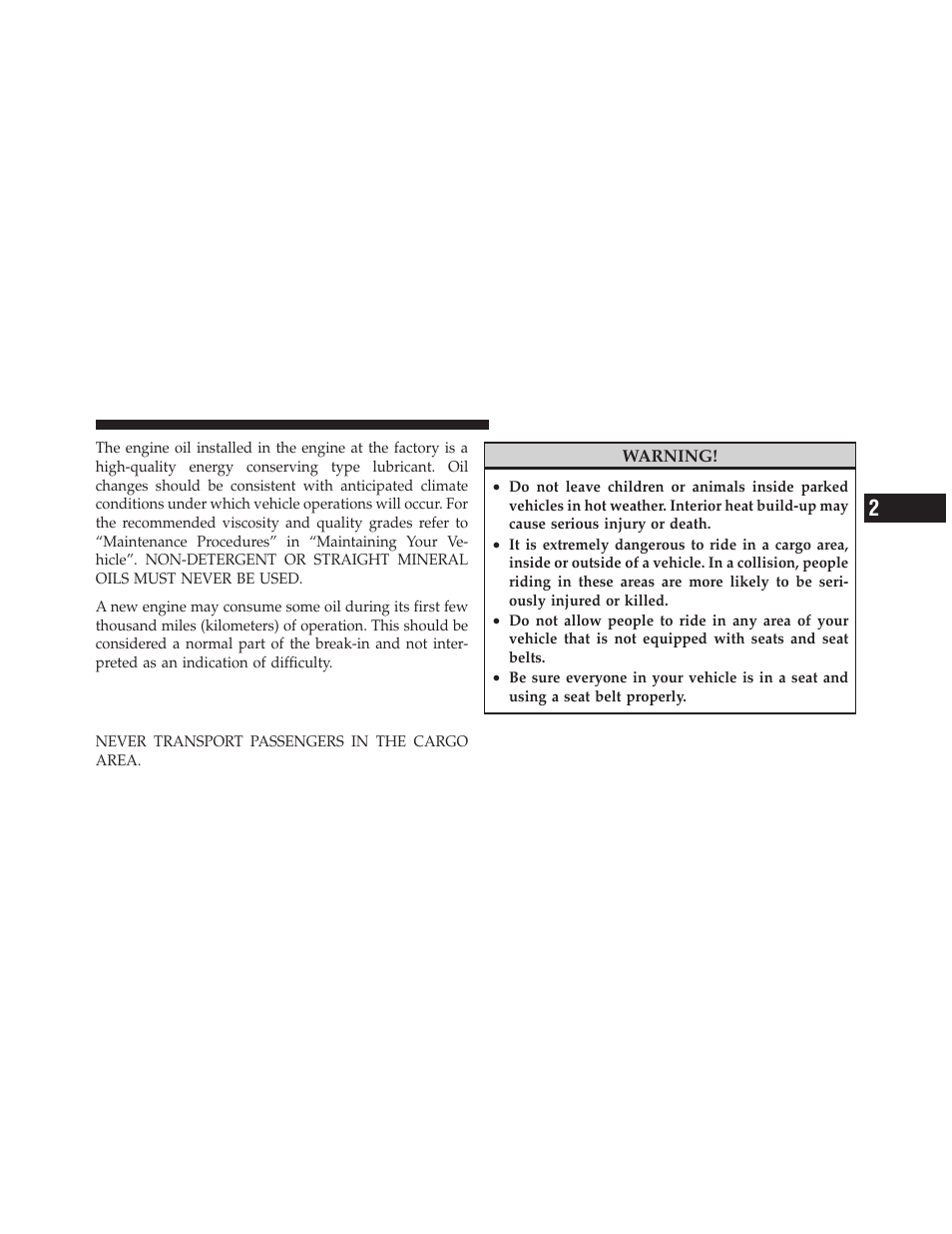 Safety tips, Transporting passengers | Chrysler 300SRT User Manual | Page 80 / 465