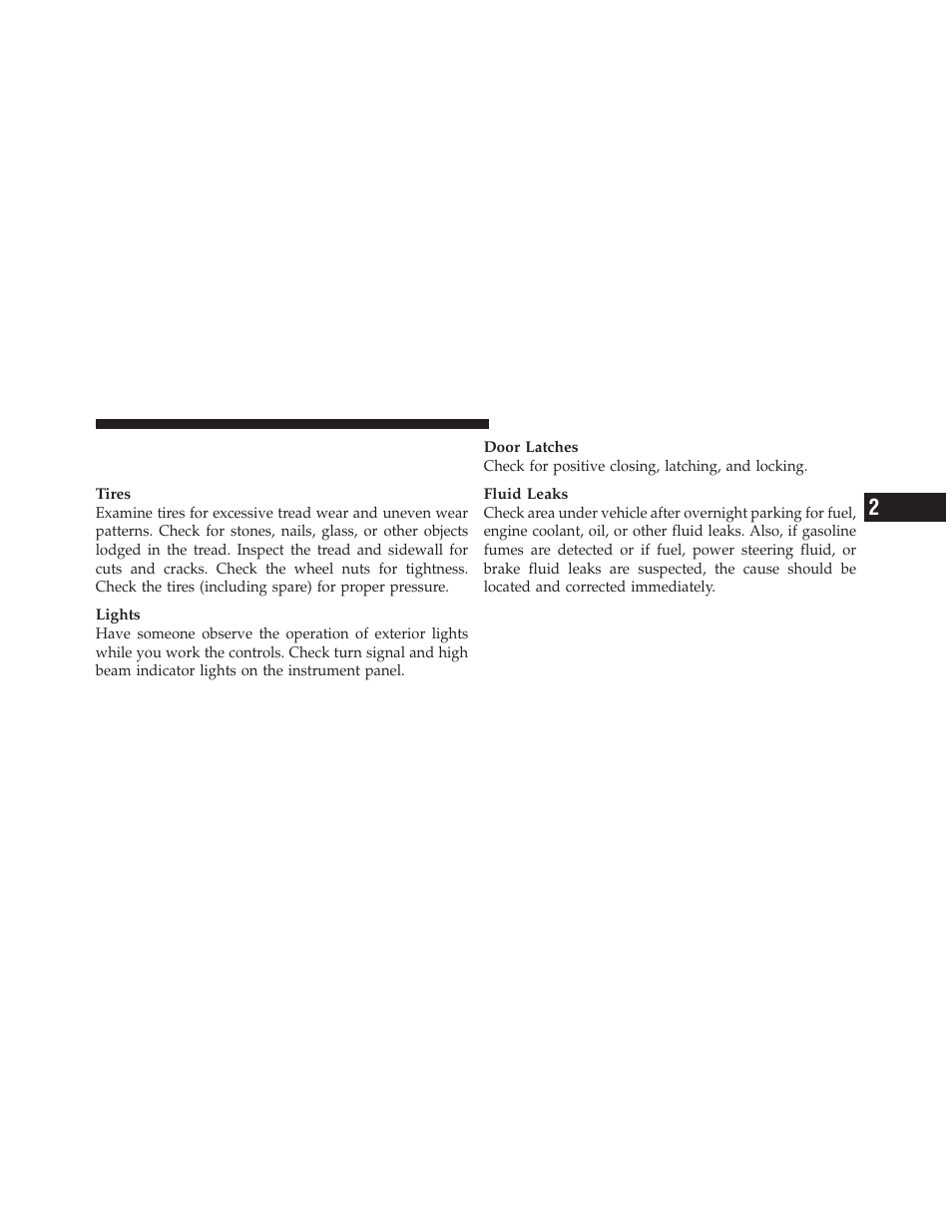 Periodic safety checks you should make, Outside the vehicle | Chrysler 300SRT User Manual | Page 84 / 465