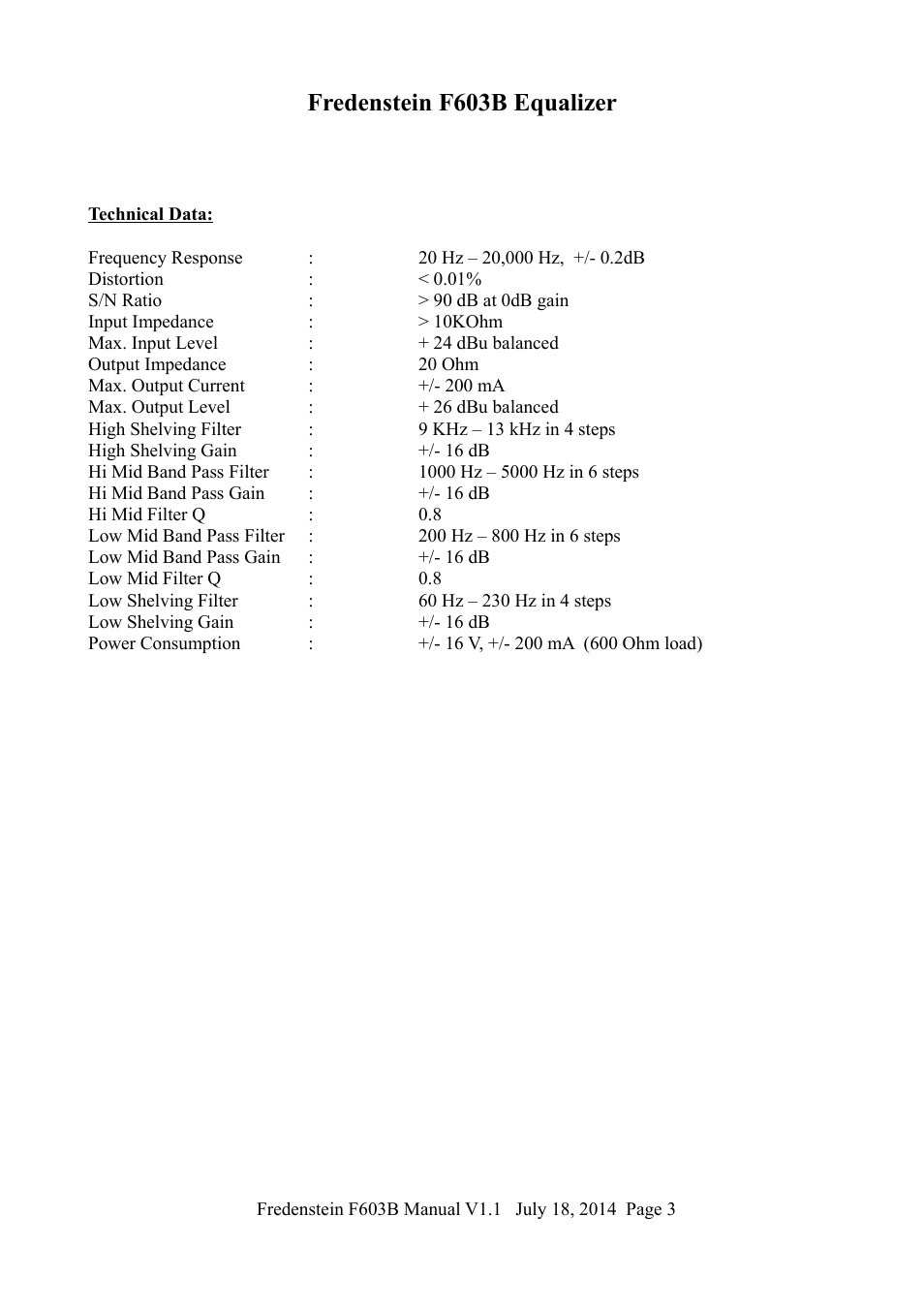 Fredenstein f603b equalizer | Fredenstein F603B User Manual | Page 4 / 5