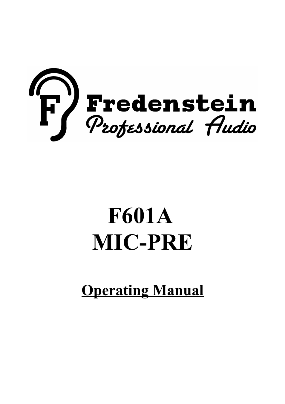 Fredenstein F601A User Manual | 5 pages