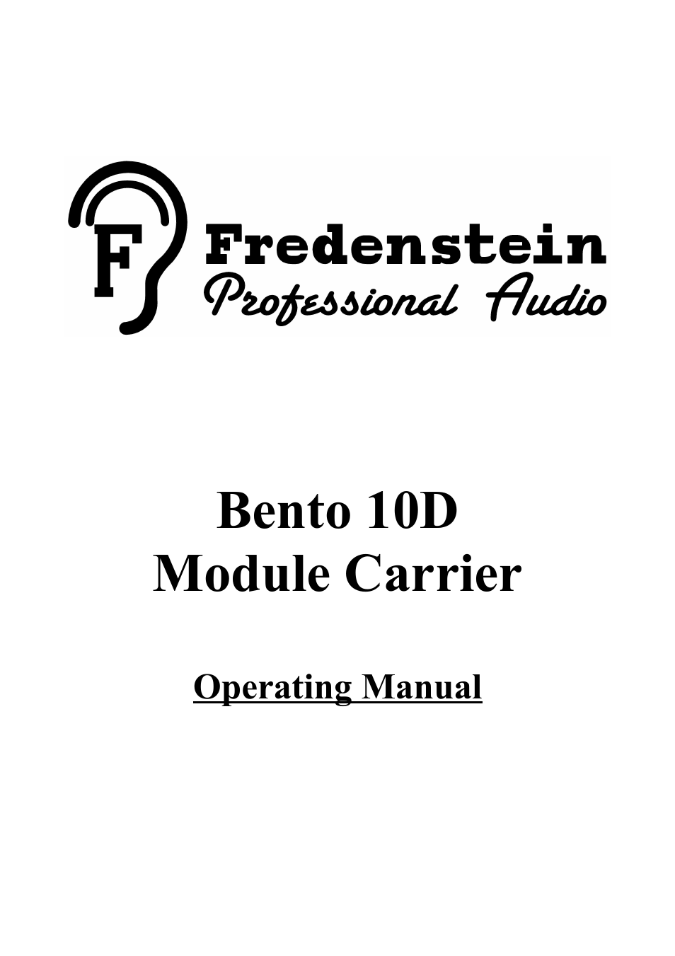 Fredenstein Bento 10D User Manual | 8 pages