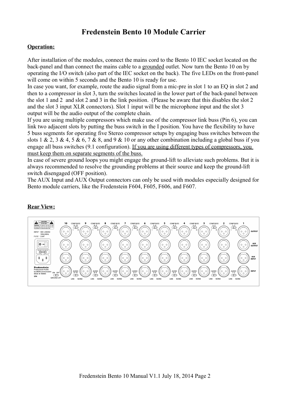 Fredenstein bento 10 module carrier | Fredenstein Bento 10 User Manual | Page 3 / 6