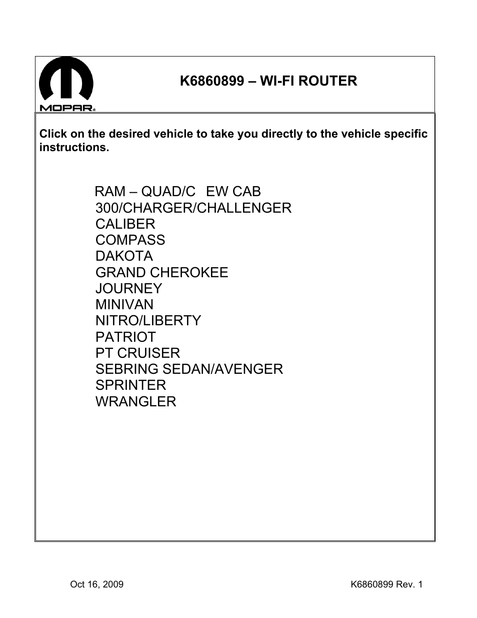 Mopar K6860899 User Manual | 121 pages