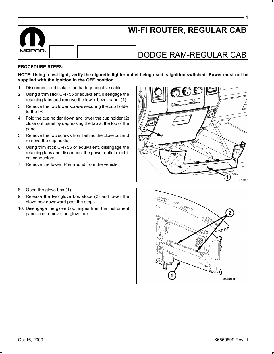 Ram – regular cab, Wi­fi router, regular cab dodge ram­regular cab | Mopar K6860899 User Manual | Page 2 / 121
