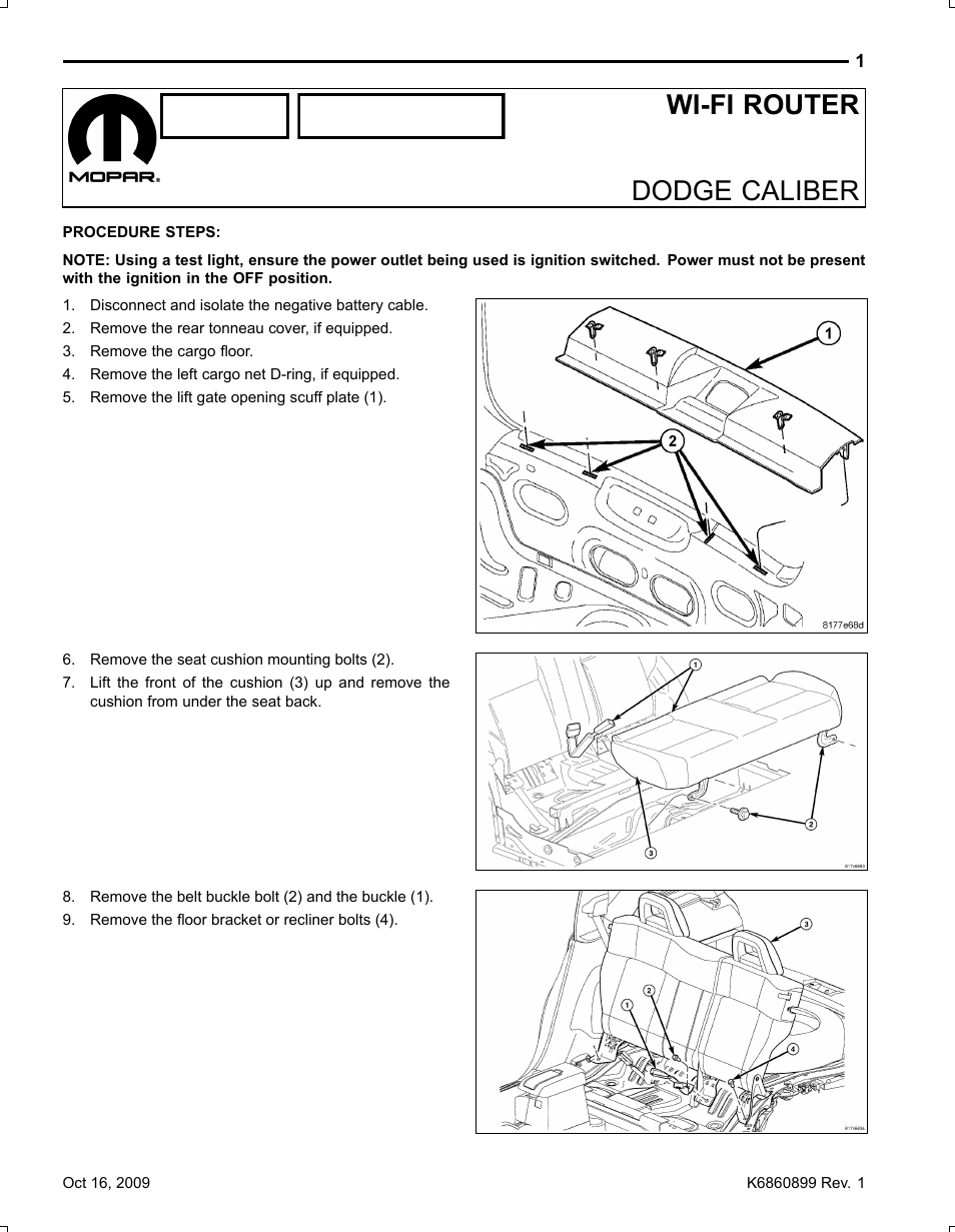 Caliber, Wi­fi router dodge caliber | Mopar K6860899 User Manual | Page 26 / 121