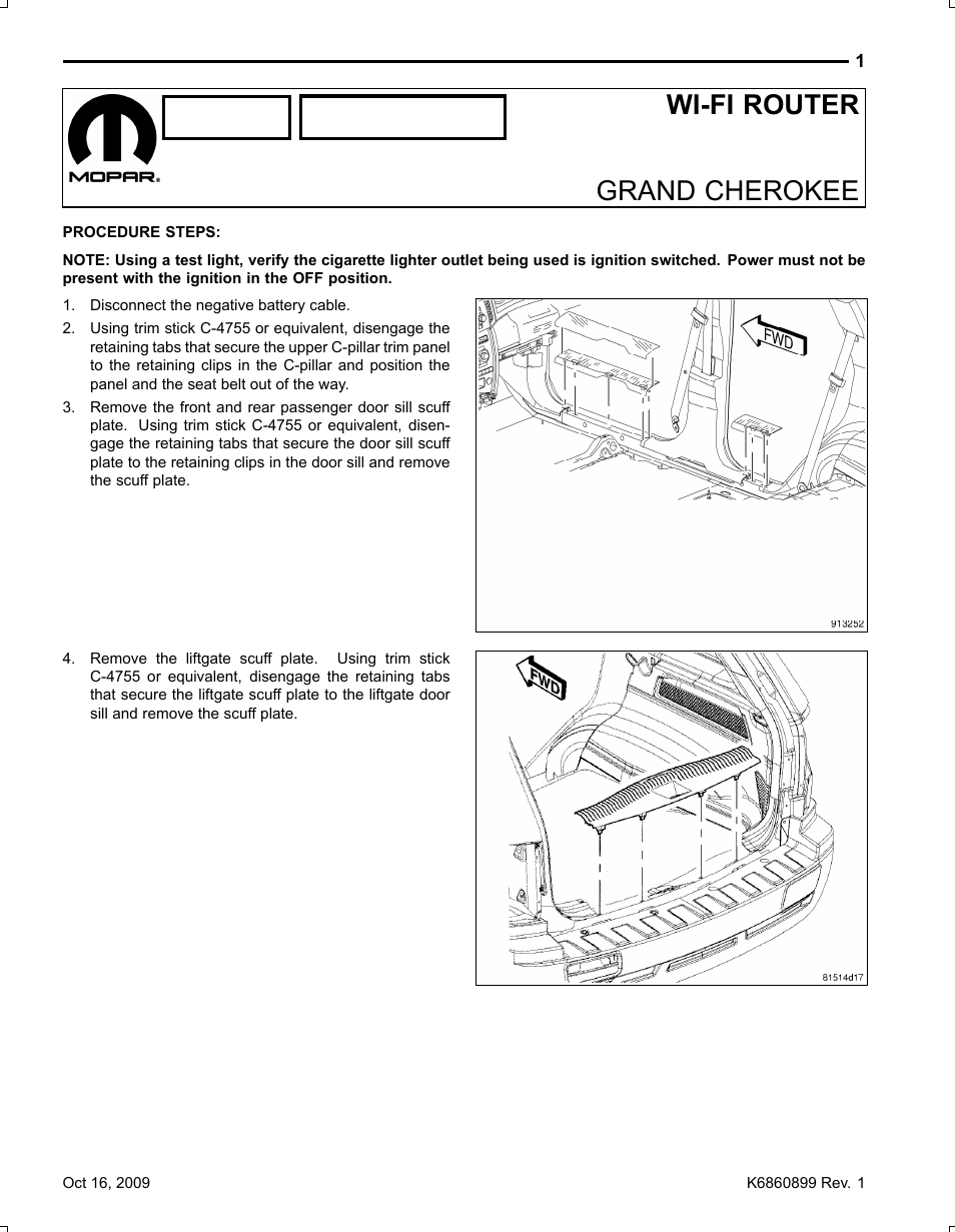 Grand, Cherokee, Wi­fi router grand cherokee | Mopar K6860899 User Manual | Page 51 / 121